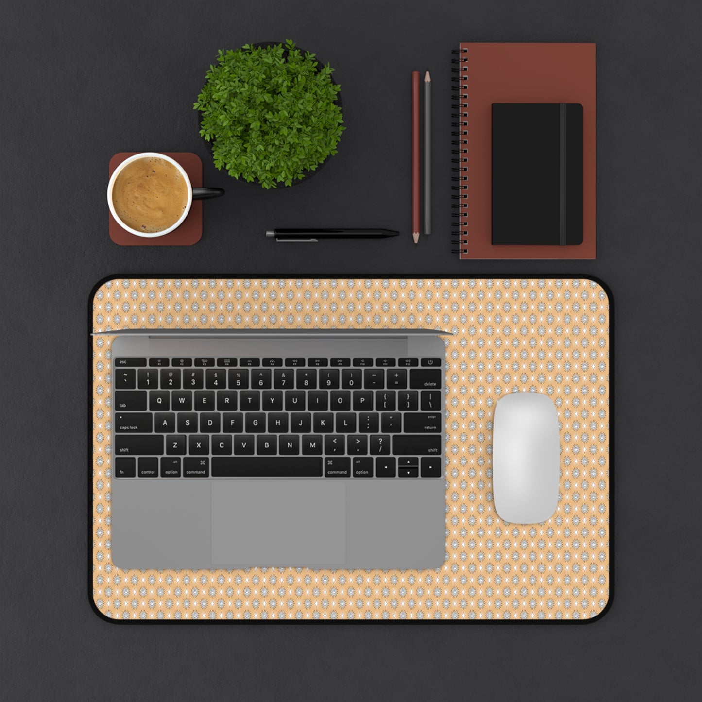 Tan Sunset Star-crossed Bodies Desk Mat, 12" x 18"