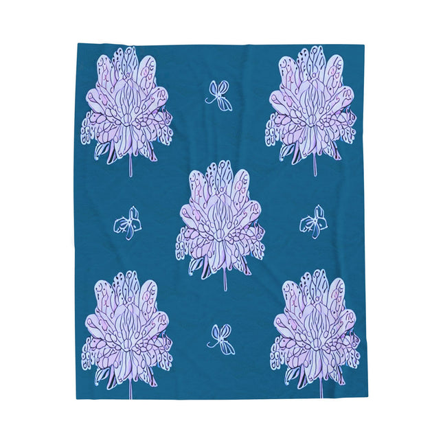 Lavender Floral Butterflies Plush Velveteen Blanket, 50" x 60"