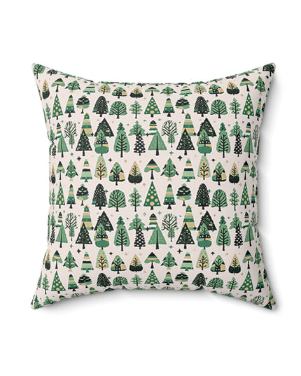 Mini Vintage Green Trees 18" x 18" Faux Suede Square Pillow