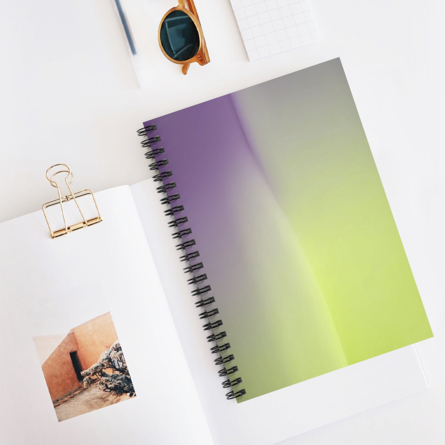 Purple Golden Fade Wavey Spiral Notebook - Ruled Line, 6" x 8", 118 pages