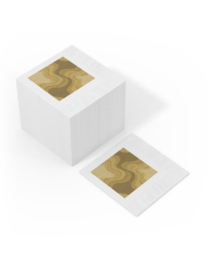 Brown Wavey White Coined Napkins, 4.8" x 4.8"
