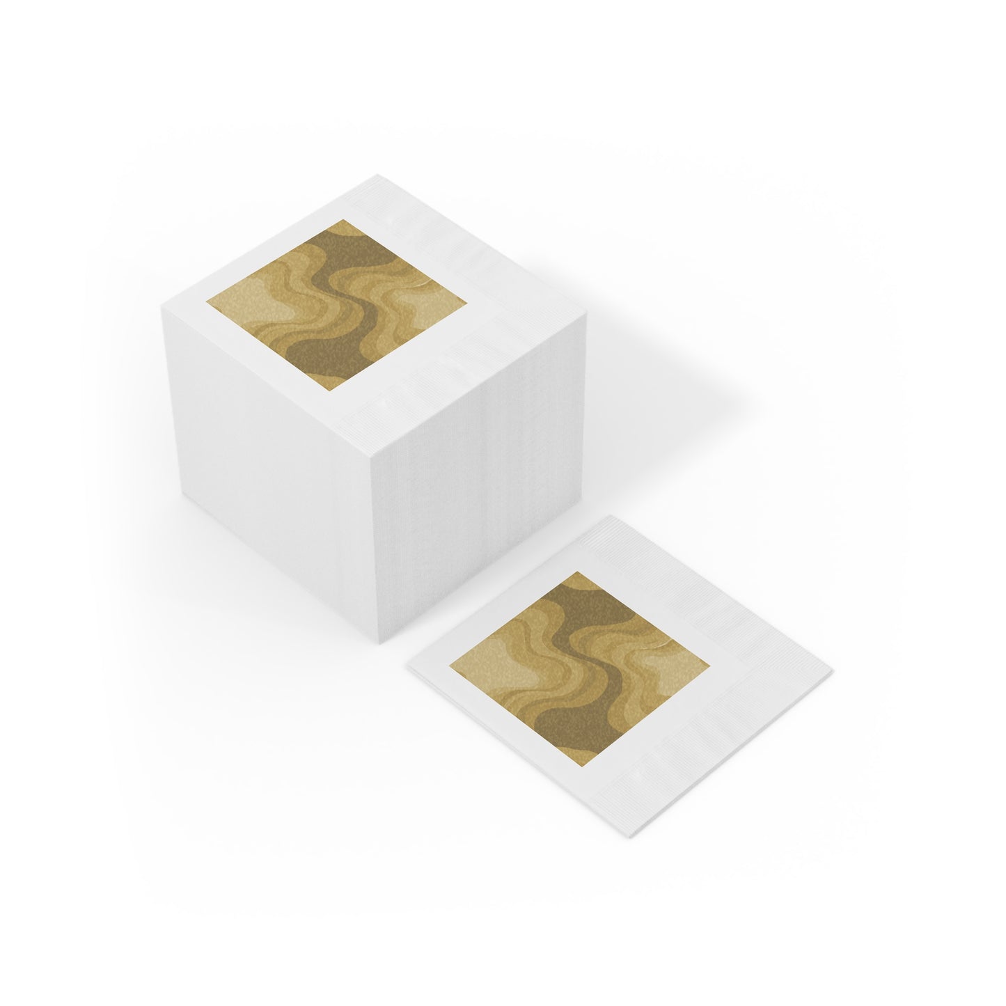 Brown Wavey White Coined Napkins, 4.8" x 4.8"