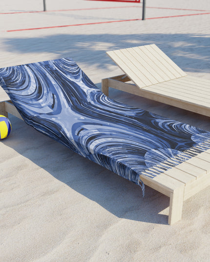 Uzi Spiral Deep Blue 38" × 81" Boho Beach Cloth