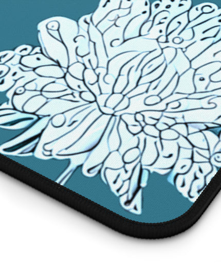 Tif Green White Floral Butterflies 16" x 32" Desk Mat