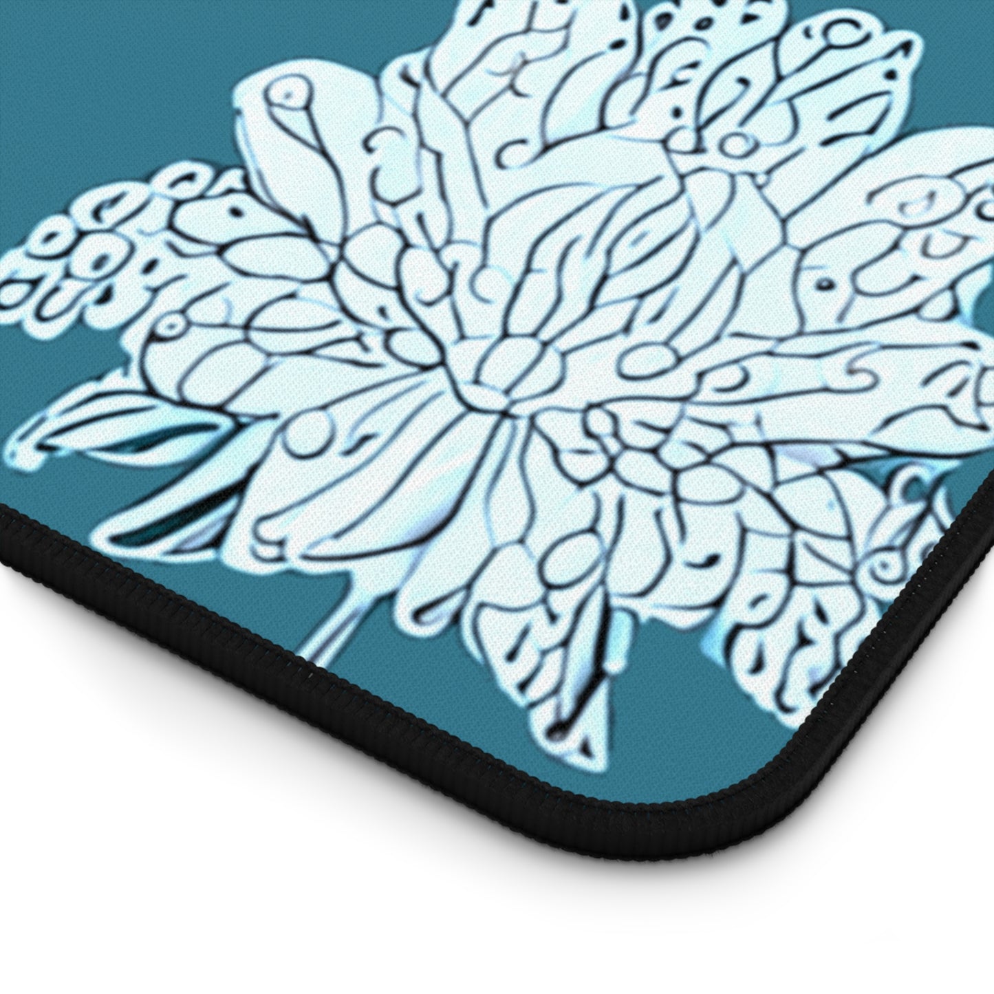 Tif Green White Floral Butterflies 16" x 32" Desk Mat