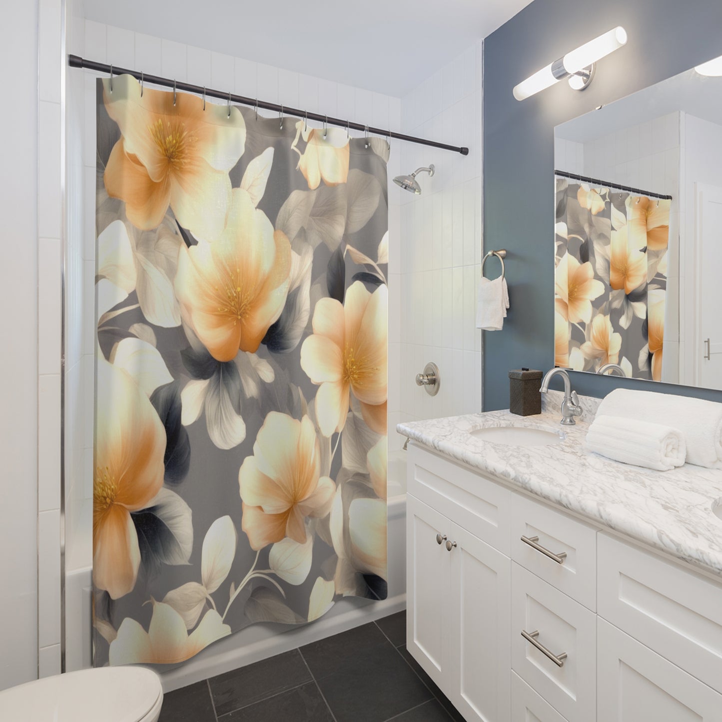 Soft Blossom Floral Bunch Shower Curtains, 71" x 74"