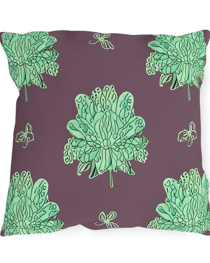 Mint Green Floral Butterflies 18" x 18" Outdoor Pillow