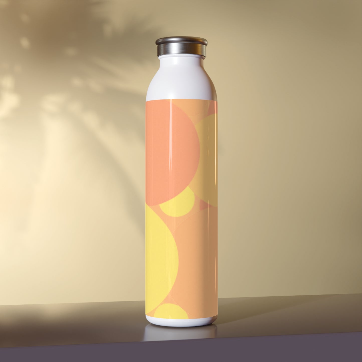 Pastel Bright Oranges Patches Slim Water Bottle, 20 oz White