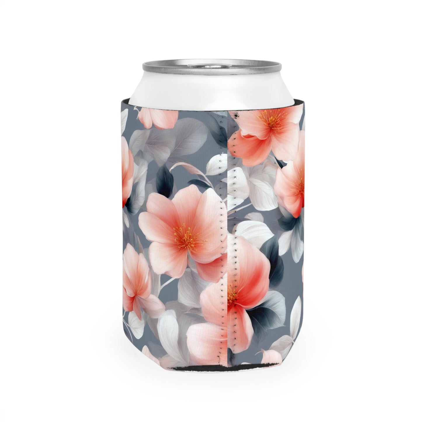 Red Blossom Floral Bunch 12 oz Can Cooler Sleeve