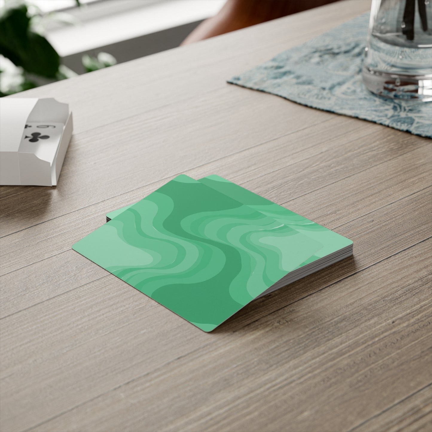 Mint Green Wavey Poker Cards