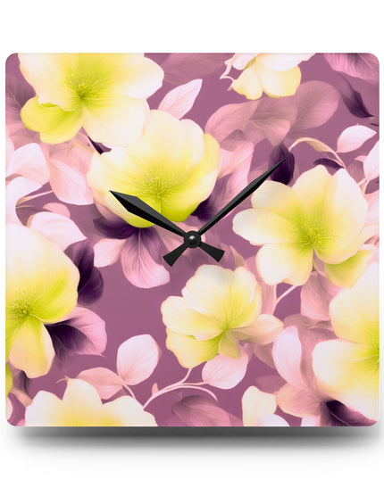 Lemon Blossom Floral Bunch Acrylic Wall Clock, Round or Square, 10.75" x 10.75"