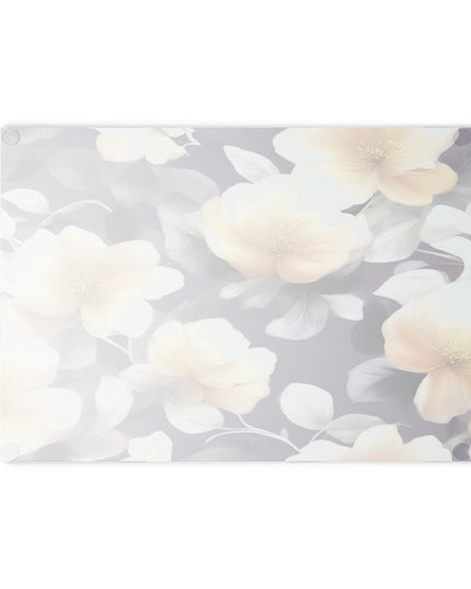 White Blush Floral Bunch Glass Cutting Board, 8" x 11"