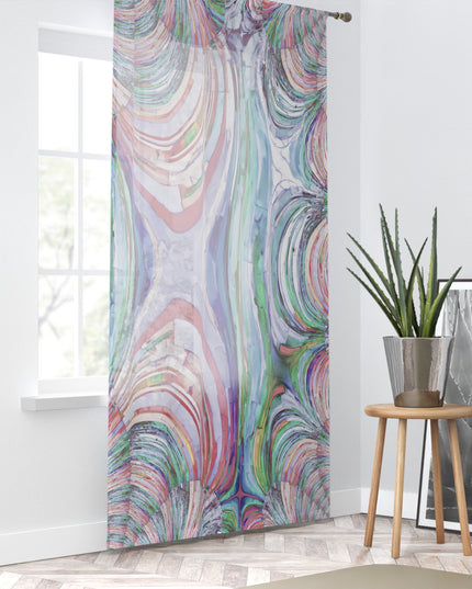 Uzi Spiral Pastels Sheer Window Curtain, 50" x 84", partially transparent