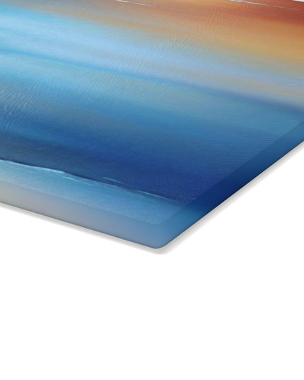 Blue Sea Red Orange Fog Glass Cutting Board, 11" x 15"