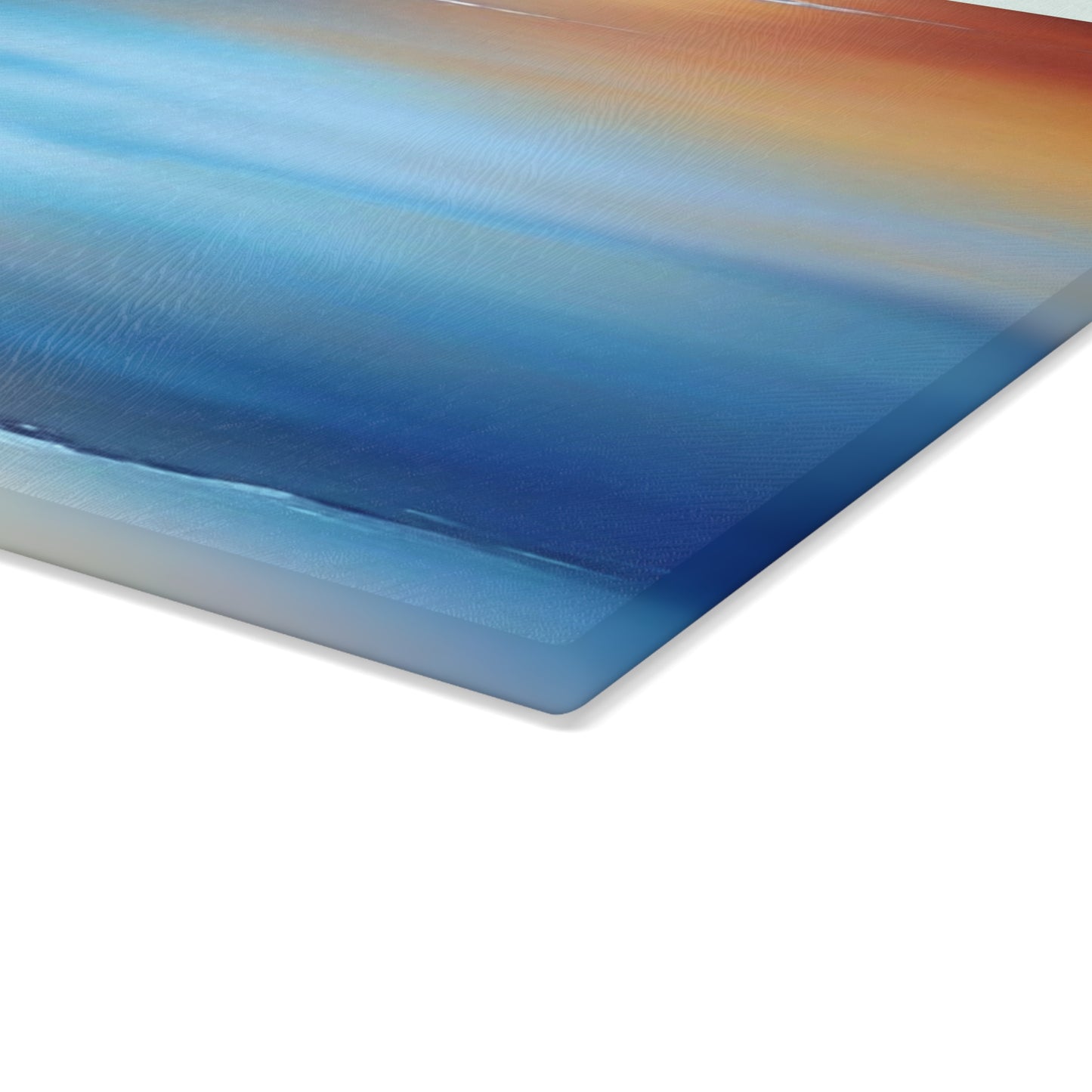 Blue Sea Red Orange Fog Glass Cutting Board, 11" x 15"