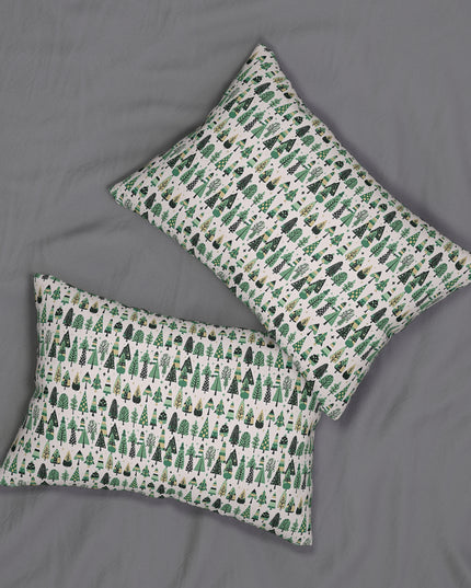 Mini Vintage Green Trees Spun Polyester Lumbar Pillow, 20" x 14"