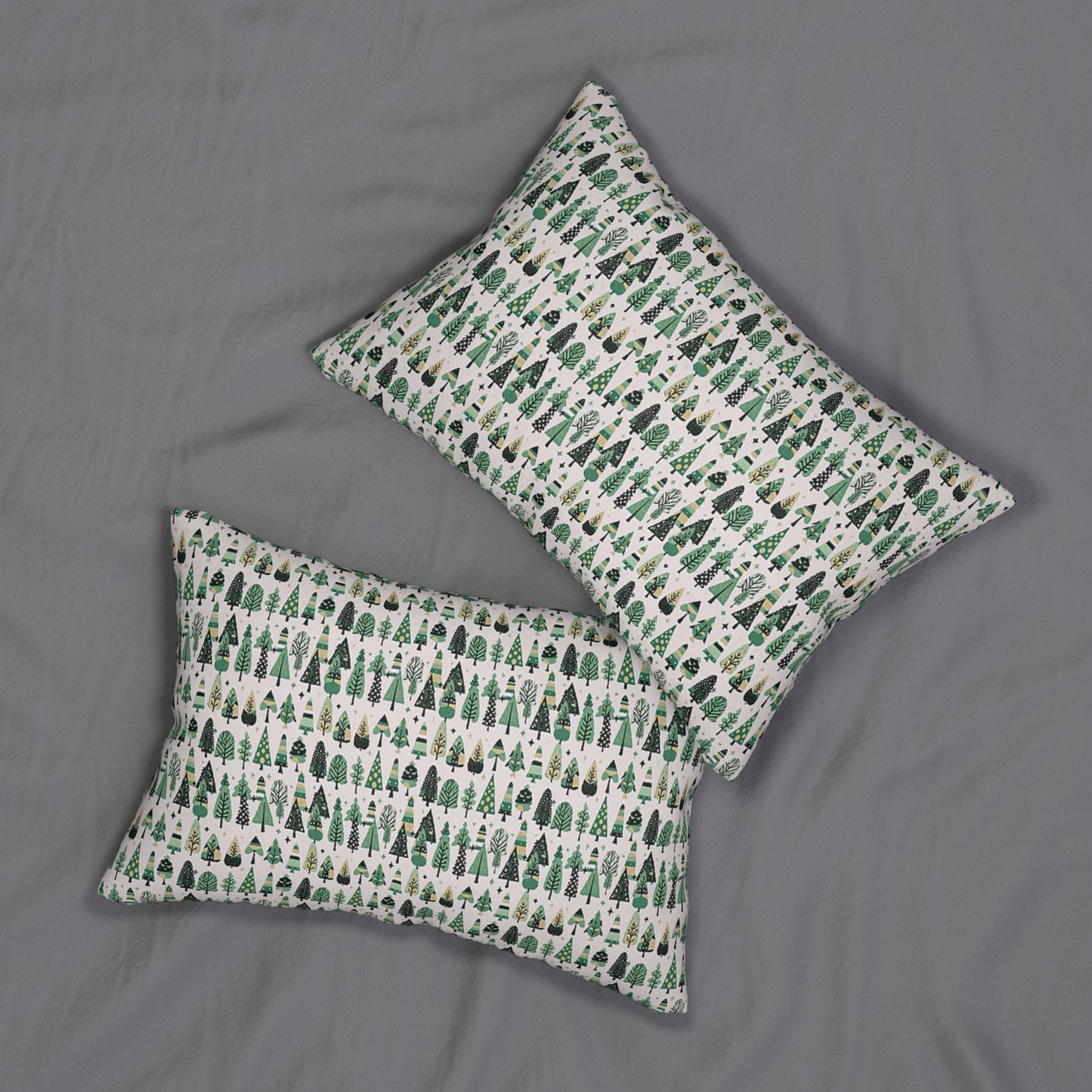 Mini Vintage Green Trees Spun Polyester Lumbar Pillow, 20" x 14"