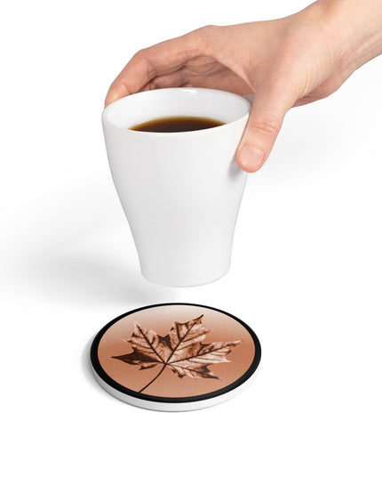 Soft Maple Leaf 4" x 4" Round Ceramic Coaster
