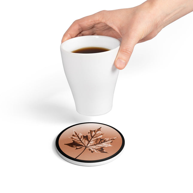Soft Maple Leaf 4" x 4" Round Ceramic Coaster