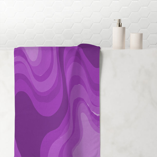 Wavey Purple Wavey 30" x 60" Mink-Cotton Towel (50% polyester, 50% cotton)