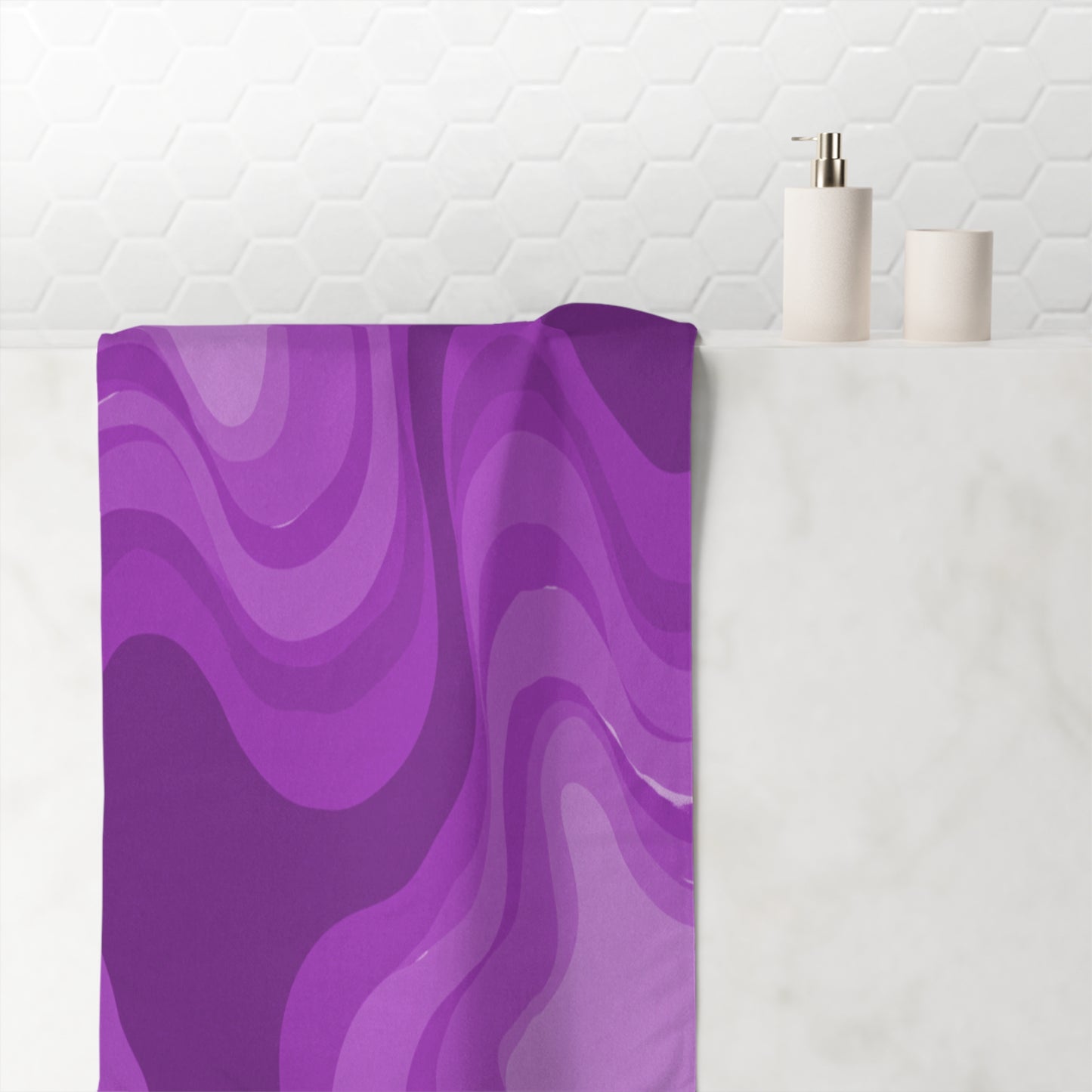 Wavey Purple Wavey 30" x 60" Mink-Cotton Towel (50% polyester, 50% cotton)
