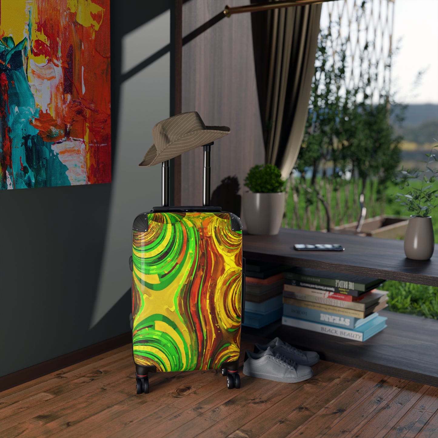 Uzi Spiral Beta Small Suitcase with built in lock, 4 double-wheels, telescopic handle, and ABS back hard-shell