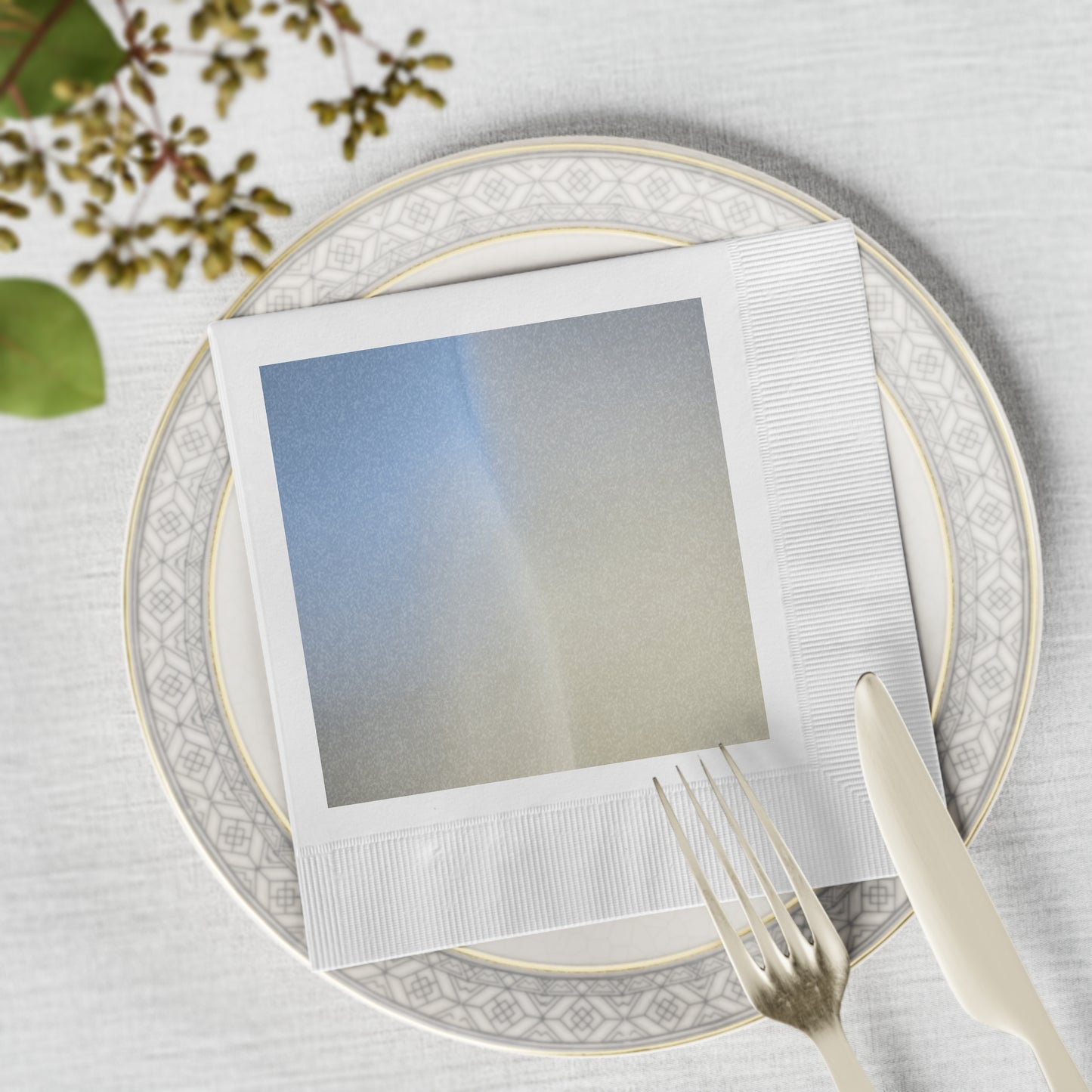 Cobalt Fade White Coined Napkins, 6.5" x 6.5"