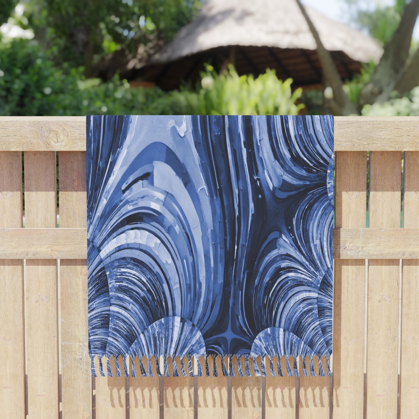 Uzi Spiral Deep Blue 38" × 81" Boho Beach Cloth