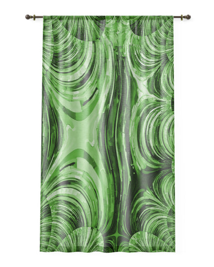 Uzi Spiral Mint Pastel Sheer Window Curtain, 50" x 84", partially transparent