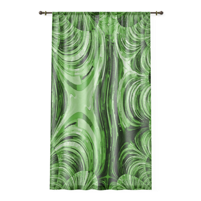 Uzi Spiral Mint Pastel Sheer Window Curtain, 50" x 84", partially transparent