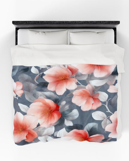Red Blossom Floral Bunch Velveteen Plush Blanket, 60" x 80"