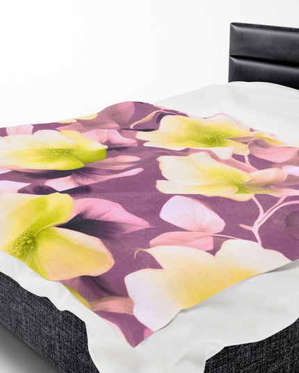 Lemon Blossom Floral Bunch Velveteen Plush Blanket, 60" x 80"