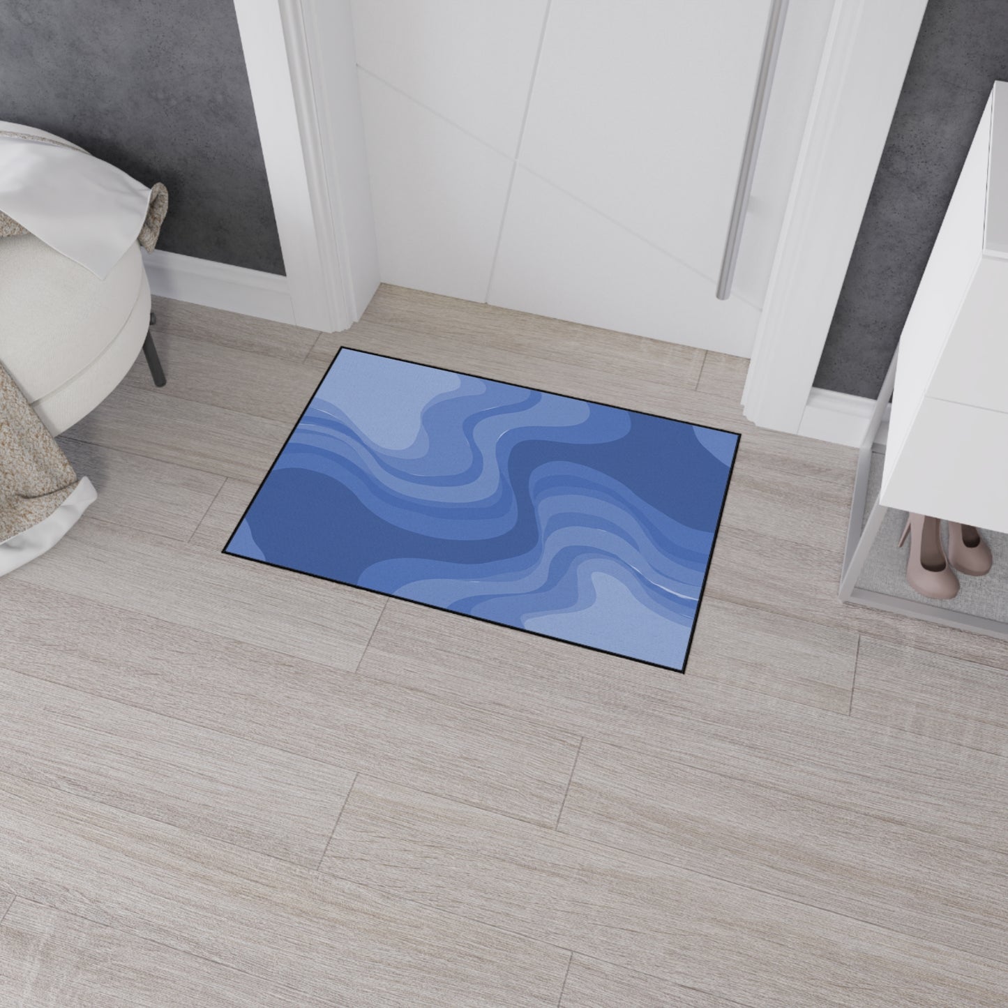 Deep Blue Wavey 24" x 36" Heavy Duty Floor Mat