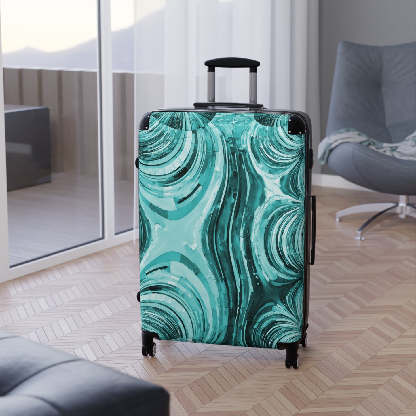Uzi Spiral Tif Large Suitcase with built in lock, 4 double-wheels, telescopic handle, and ABS back hard-shell