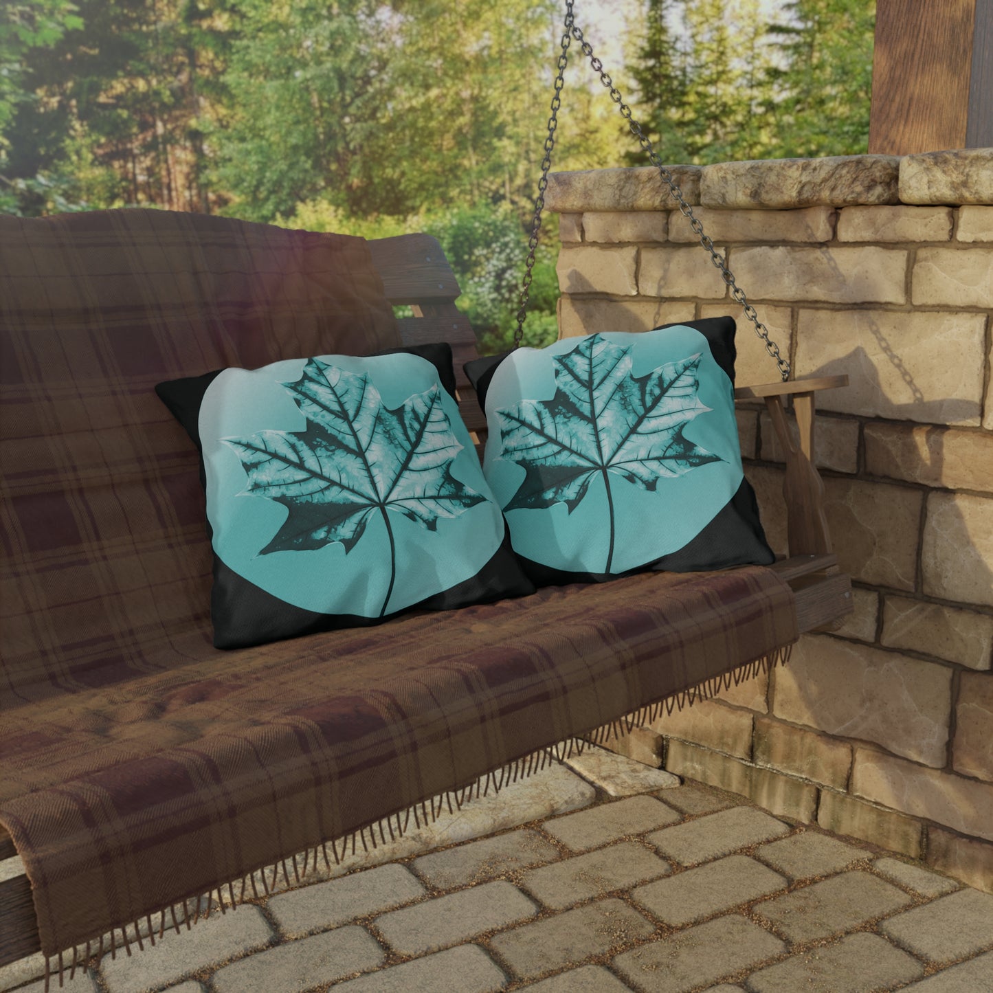 Tif Green Maple Leaf 18" x 18" Outdoor Pillow