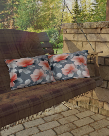 Red Blossom Floral Bunch Outdoor Pillow, 20" x 14"
