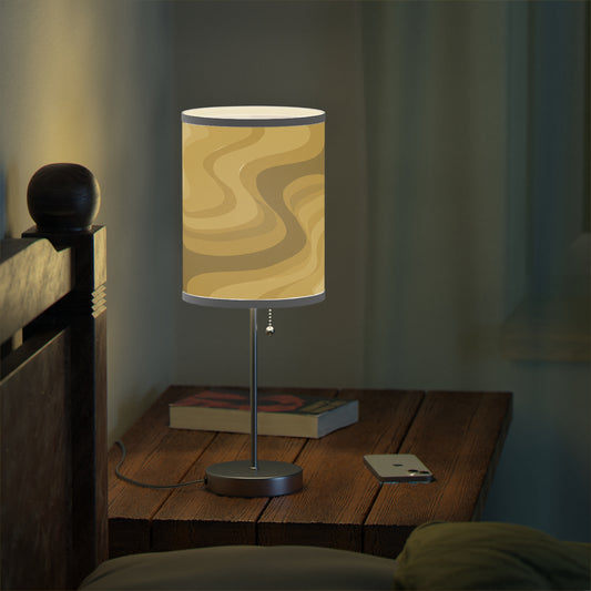 Brown Wavey Table Lamp on a White or Silver Stand, US|CA plug