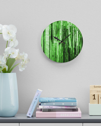 Striped Mint Pastel Acrylic Wall Clock, Round or Square, 10.75" x 10.75"