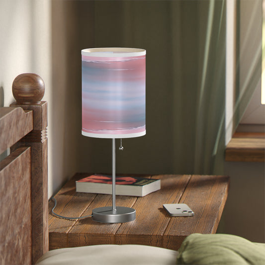 Gray Sea Pink Fog Table Lamp on a White or Silver Stand, US|CA plug