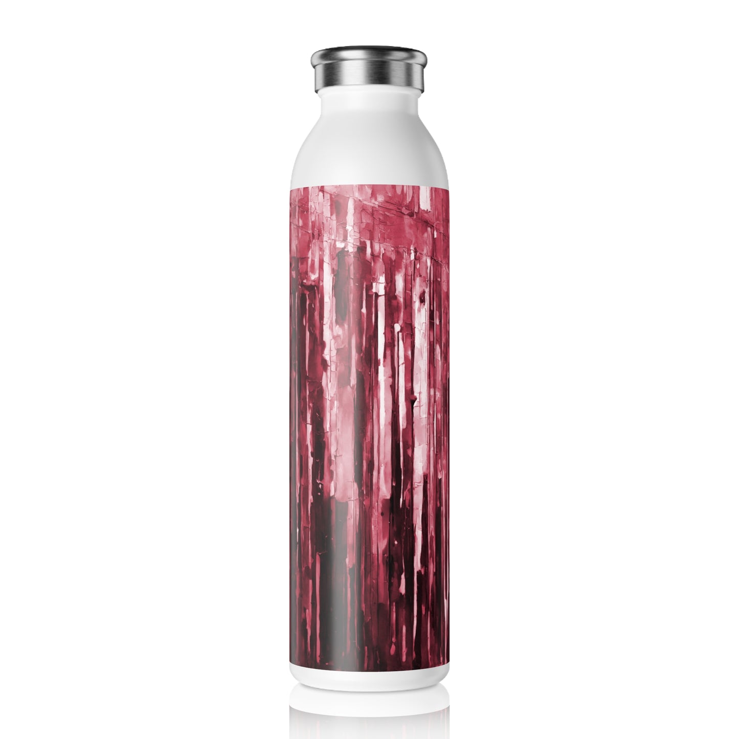 Striped Ruby Slim Water Bottle, 20 oz White