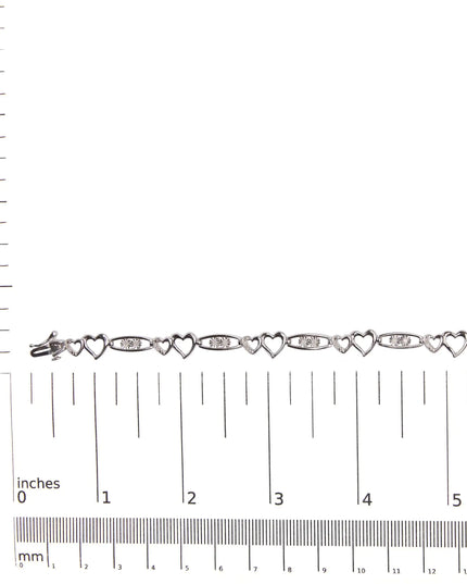 925 Sterling Silver 1/5 Cttw Diamond Double Heart Link Bracelet (I-J Color, I3 Clarity) - 7.25" Inches