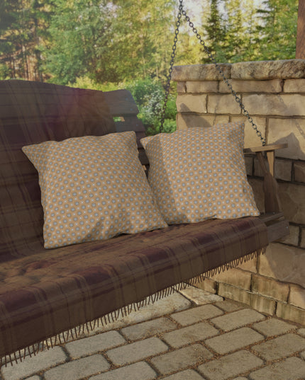 Tan Sunset Star-crossed Bodies 18" x 18" Outdoor Pillows