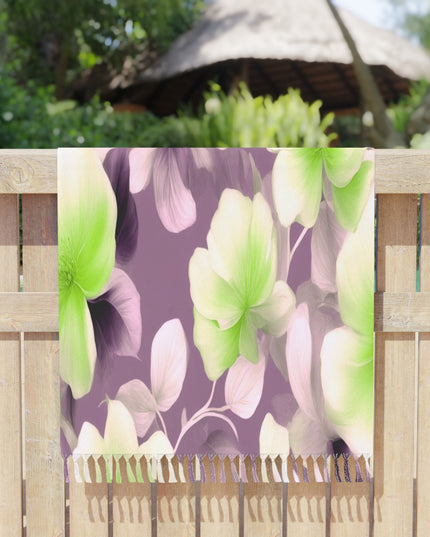 Lime Lavender Floral Bunch 38" × 81" Boho Beach Cloth