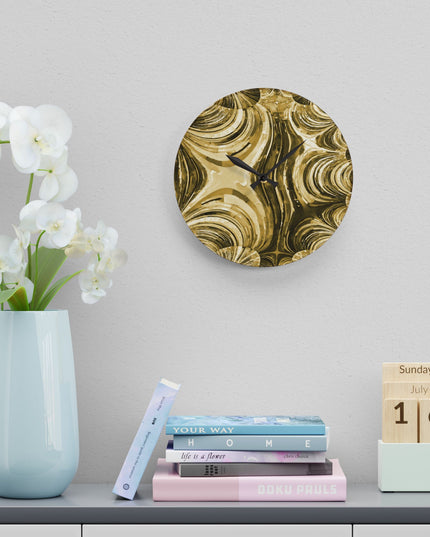 Uzi Spiral Light Brown Acrylic Wall Clock, Round or Square, 10.75" x 10.75"