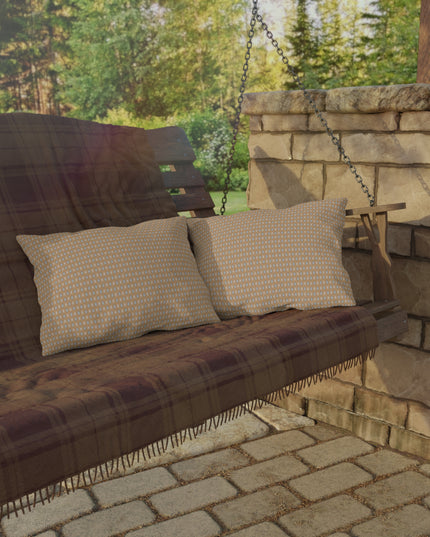 Tan Sunset Star-crossed Bodies Outdoor Pillow, 20" x 14"