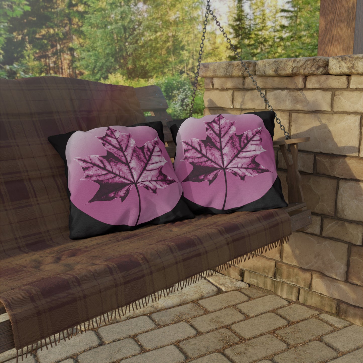 Magenta Maple Leaf 20" x 20" Outdoor Pillow