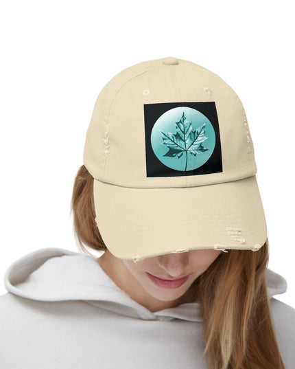 Tif Green Maple Leaf Unisex Distressed Cap