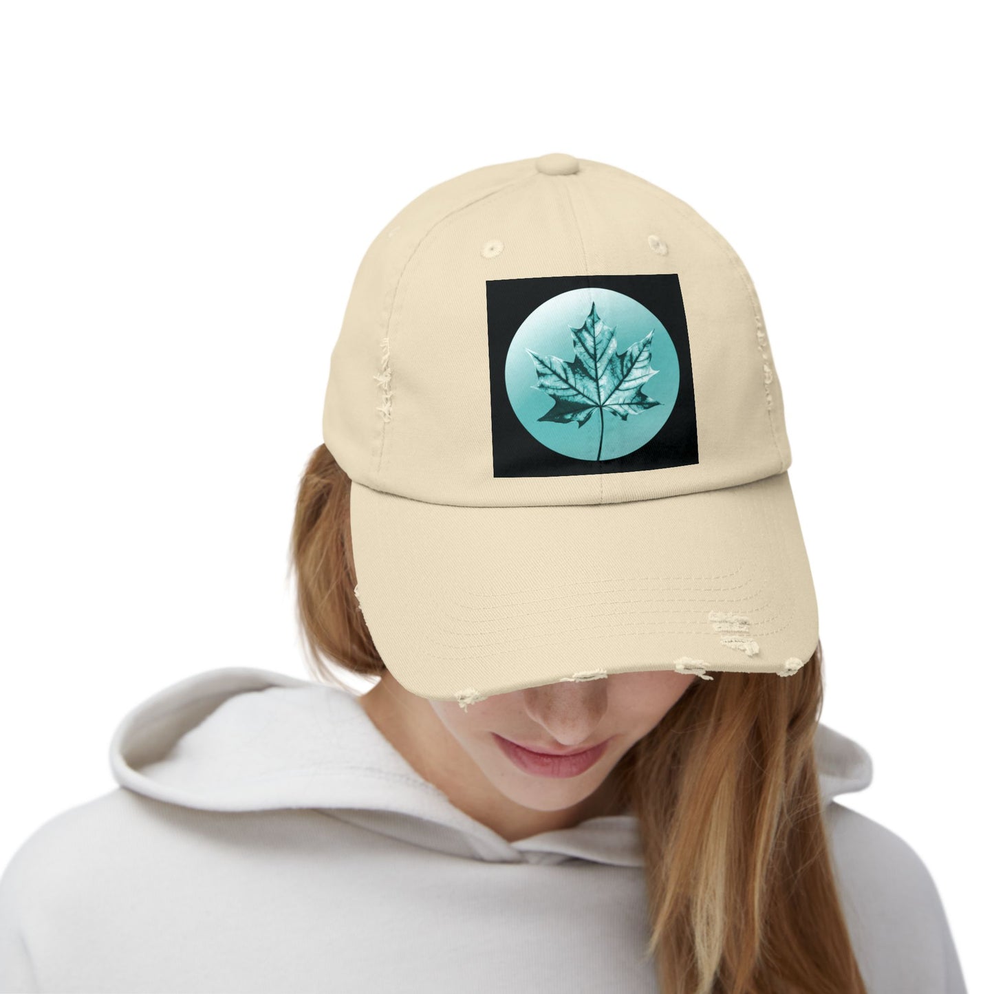Tif Green Maple Leaf Unisex Distressed Cap