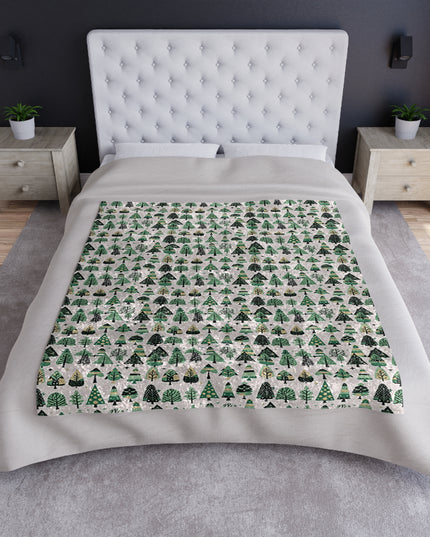 Mini Vintage Green Trees 50" x 60" Crushed Velvet Blanket
