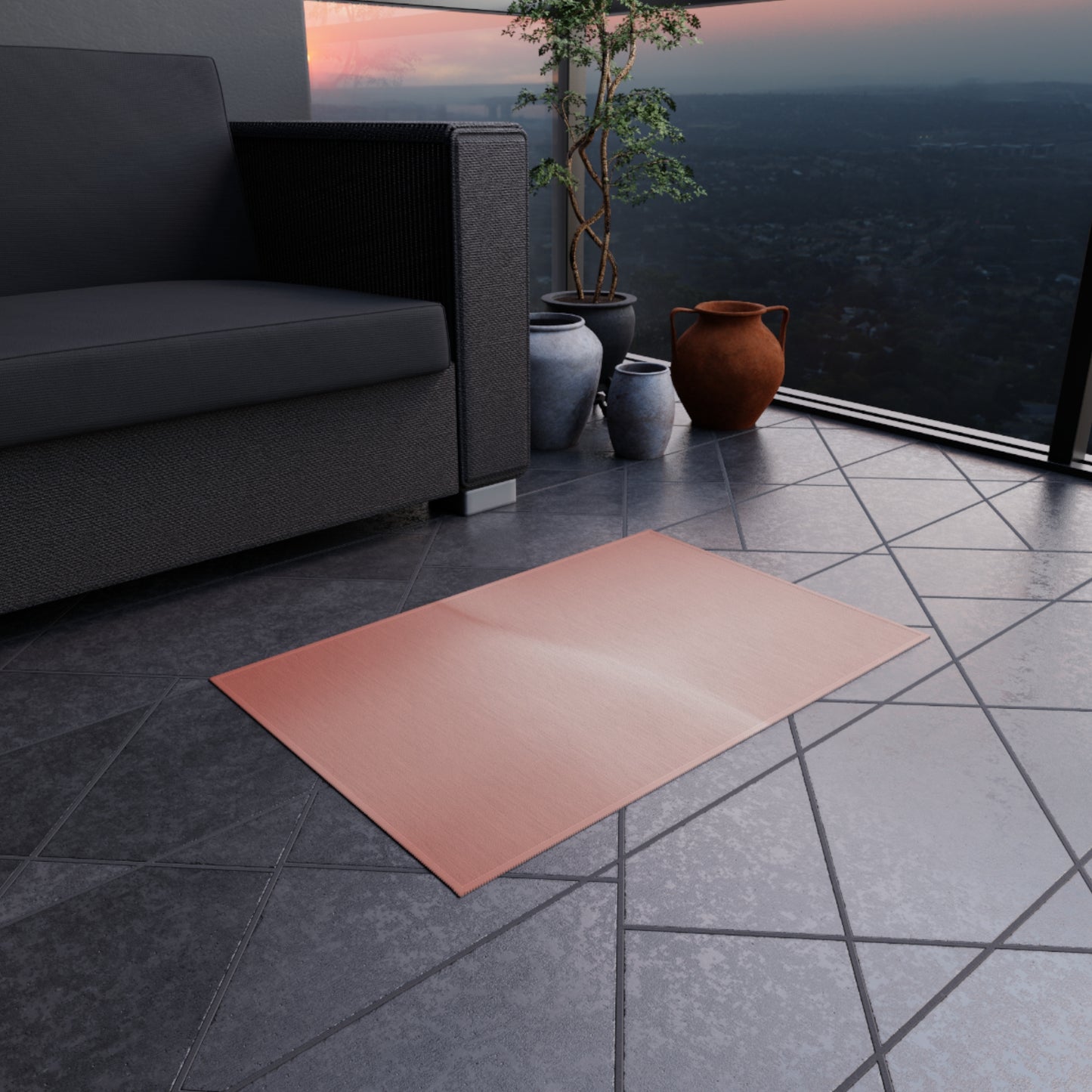 Rose Red Fade Outdoor Rug, 24" x 36"